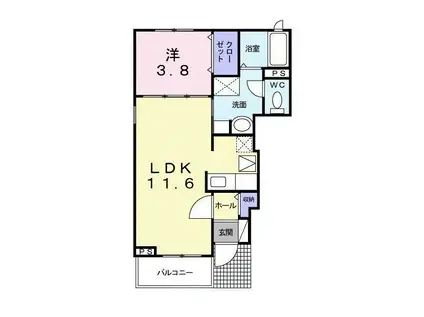 アヴァン新守谷II(1LDK/1階)の間取り写真