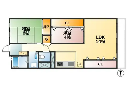エクセル舞子(2LDK/2階)の間取り写真