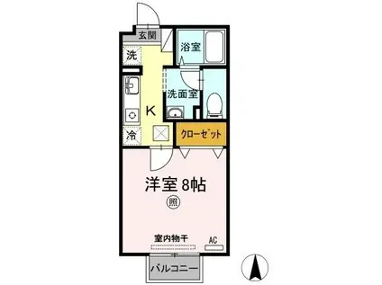 サンハイム(1K/1階)の間取り写真