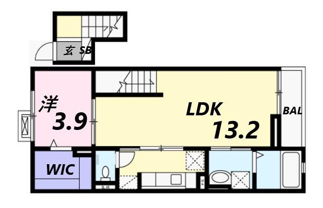 ステラ アイエス(1LDK/4階)の間取り写真