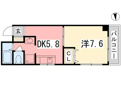 メゾン・ファイブ松本(1DK/4階)の間取り写真