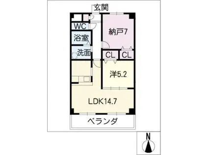 モンデール砂川(1LDK/3階)の間取り写真