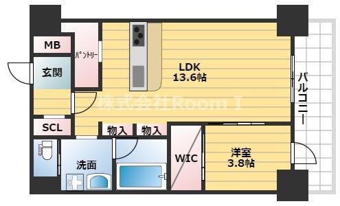 BRAVE松屋町(1LDK/7階)の間取り写真