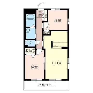 フェンテ南館(2LDK/1階)の間取り写真