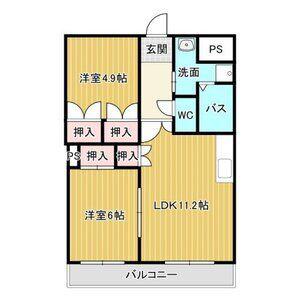 ローズビレッジ(2LDK/2階)の間取り写真