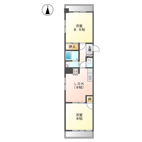 平安ビル(2DK/8階)の間取り写真