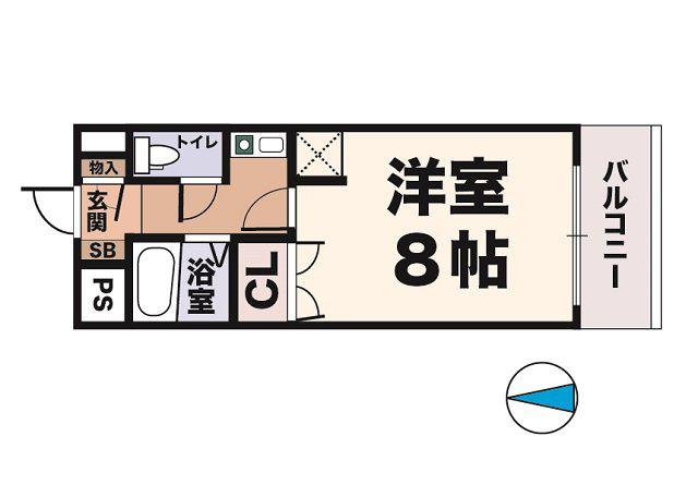 エスポワール大津和(1K/2階)の間取り写真