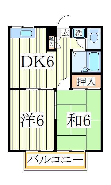 エステートピアグレイス(2DK/2階)の間取り写真
