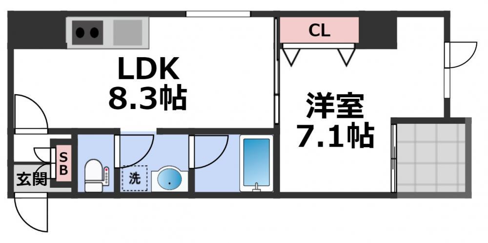 グランスイート(1LDK/8階)の間取り写真