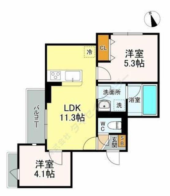 レジデンス練馬桜台(2LDK/2階)の間取り写真