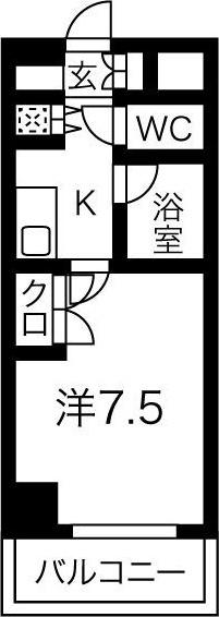 フォーシーズン(1K/6階)の間取り写真
