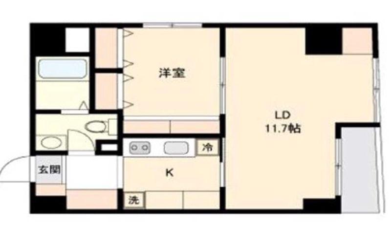 東京凱捷ビル(1LDK/6階)の間取り写真