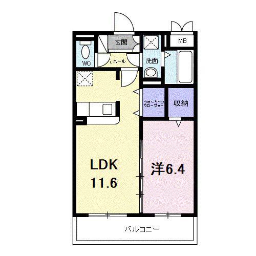 ティーダ(1LDK/2階)の間取り写真