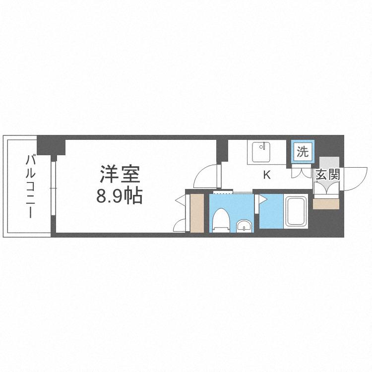 レジデンス京橋スクエア(1K/9階)の間取り写真