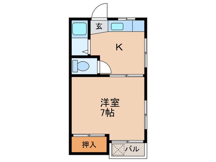 シマハイツ(1K/2階)の間取り写真