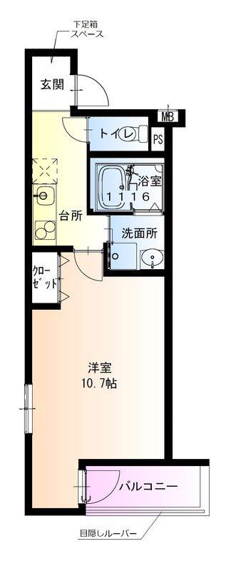 フジパレス住吉長居I番館(1K/3階)の間取り写真