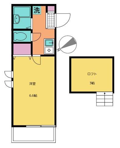 プランドール(1K/2階)の間取り写真