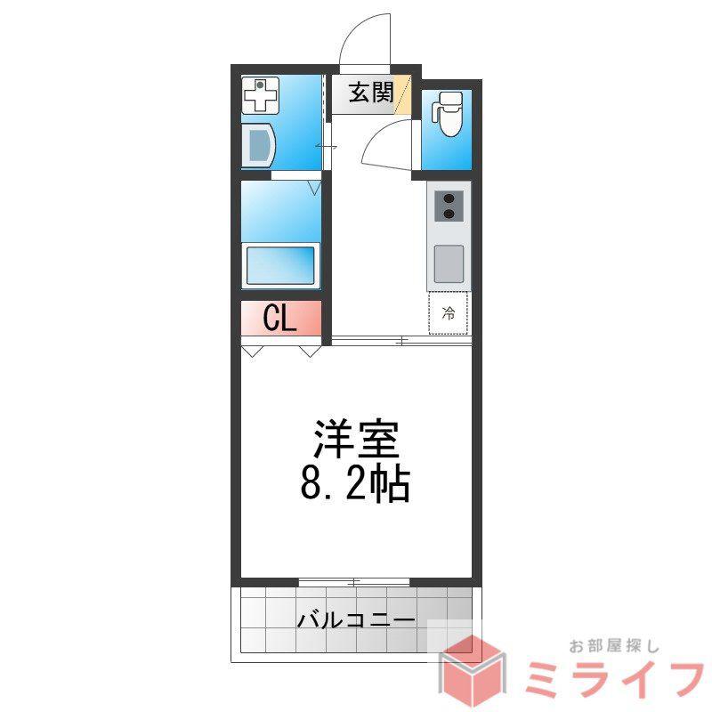 クィーンライフ勝山北(1K/7階)の間取り写真