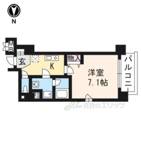 アスヴェル京都市役所前Ⅱ(1K/8階)の間取り写真