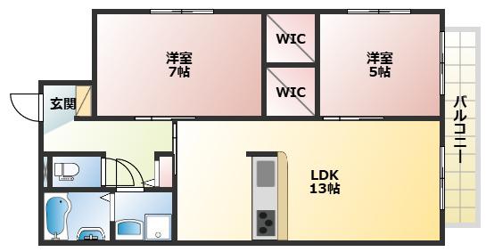 アデアコート(2LDK/2階)の間取り写真
