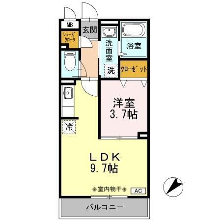 京急久里浜線 新大津駅 徒歩2分 3階建 築12年(1LDK/2階)の間取り写真