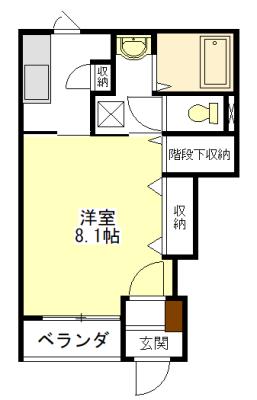 イーストコート(1K/1階)の間取り写真