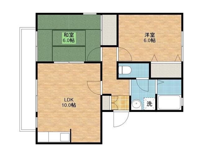 ハイカムールふじやまA(2LDK/2階)の間取り写真