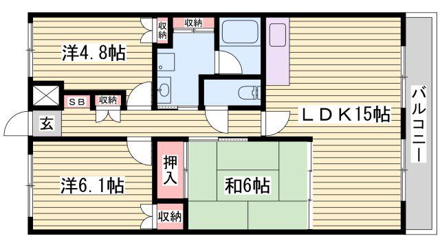 バレルビラ(3LDK/4階)の間取り写真