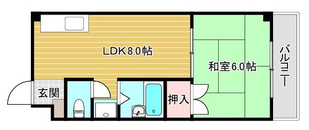 ラガール深江(1LDK/3階)の間取り写真
