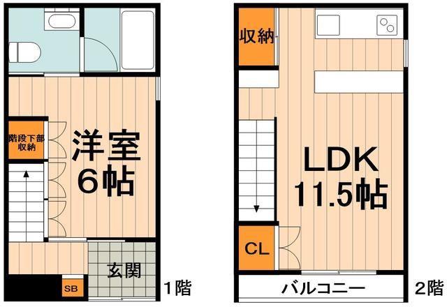 音無渓谷テラスハウス(1LDK/1階)の間取り写真