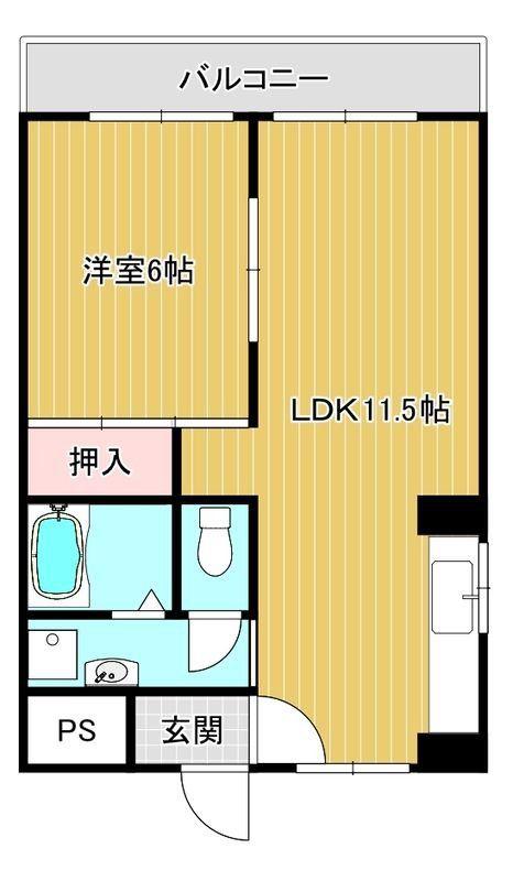 阪口ハイツ(1LDK/4階)の間取り写真
