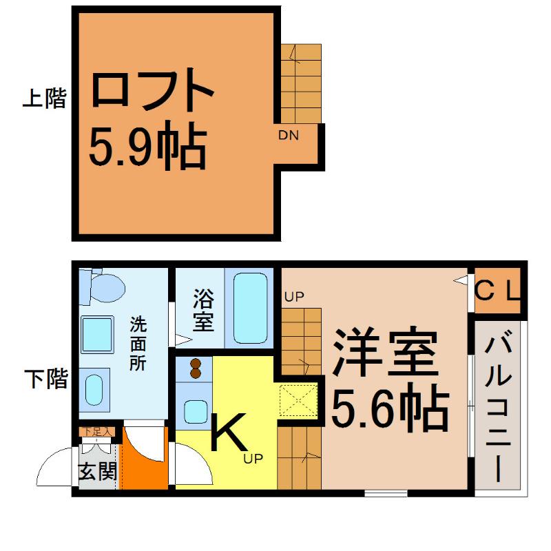 OAK TREE MAISON志賀(1K/2階)の間取り写真
