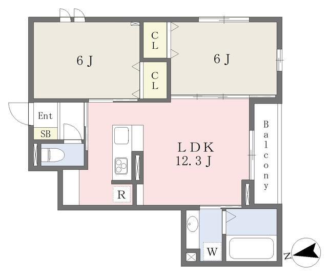 ハンブルトン連坊(2LDK/3階)の間取り写真