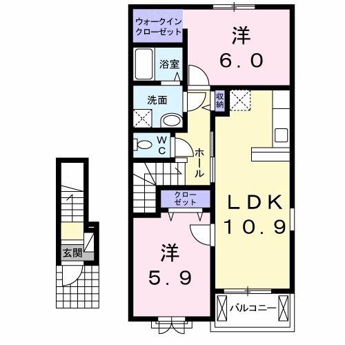 グリーンシトラス(2LDK/2階)の間取り写真