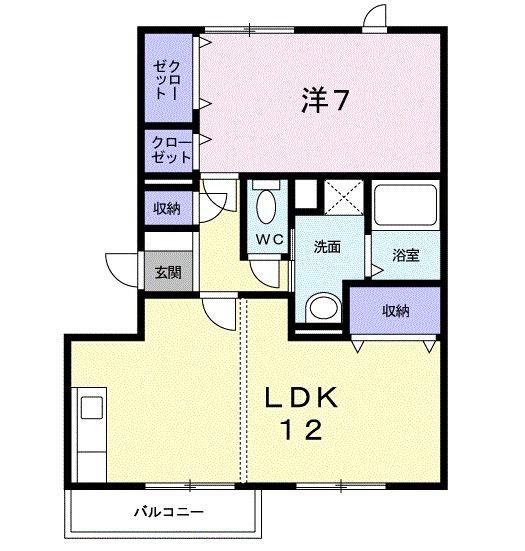 ディモーラ宝木(1LDK/3階)の間取り写真