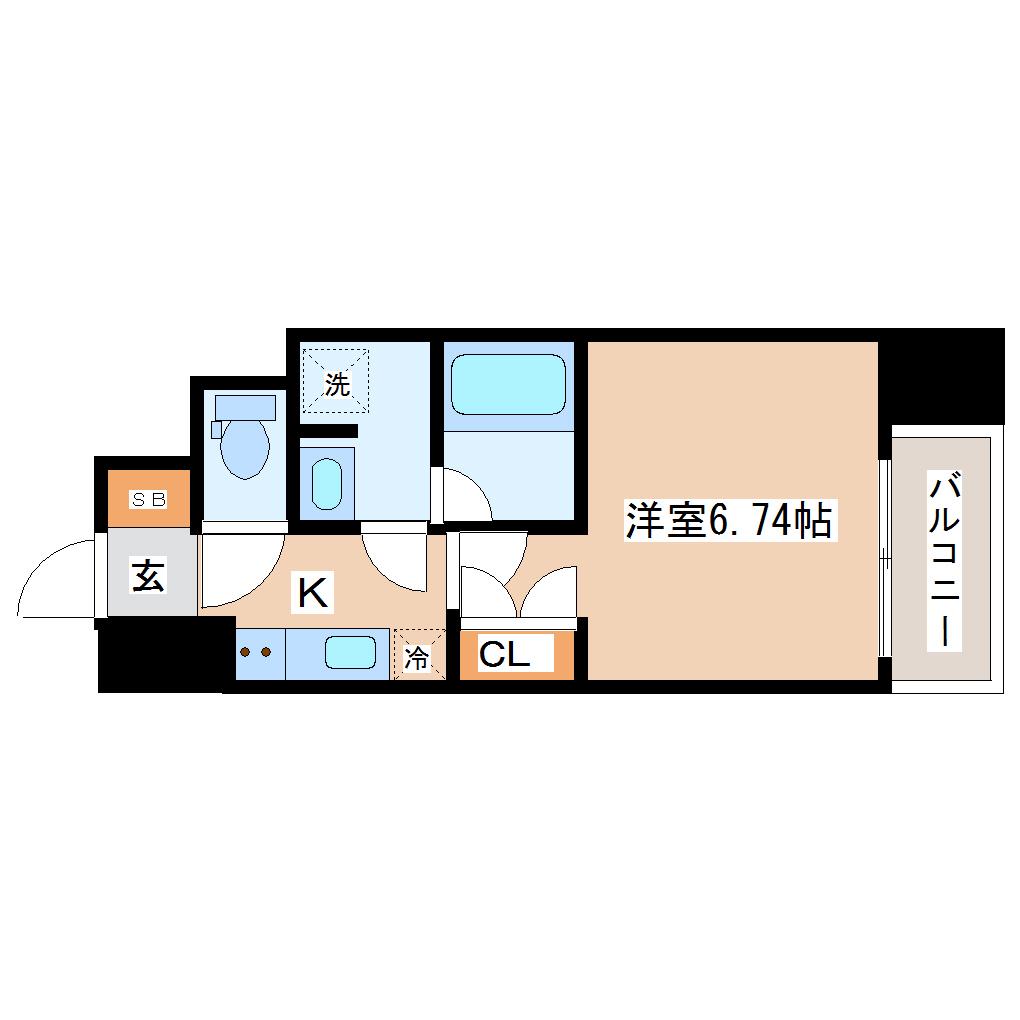 リージア上杉一丁目(1K/5階)の間取り写真