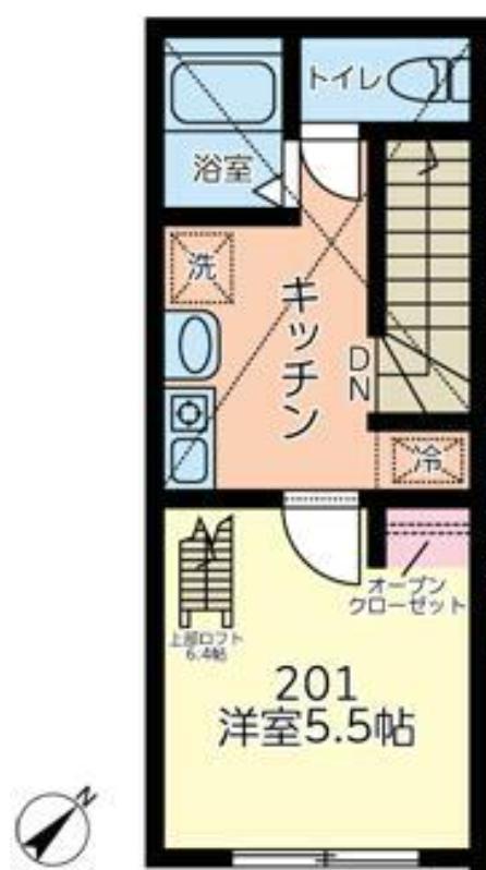 バーミープレイス浜田山(1K/2階)の間取り写真