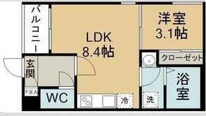 REGALEST連坊東(1LDK/3階)の間取り写真