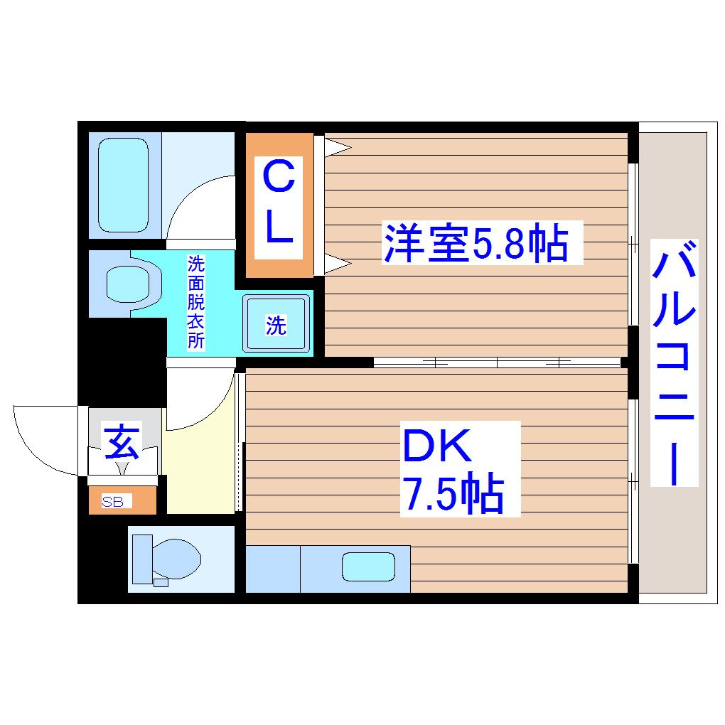 カーサDEシエスタ(1DK/4階)の間取り写真