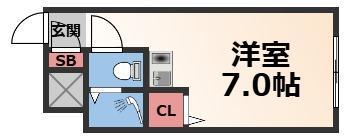 小若江スカイハイツ(ワンルーム/1階)の間取り写真