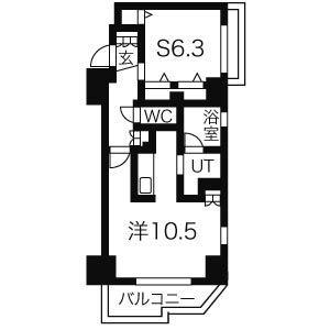 CASSIA車道(1K/4階)の間取り写真