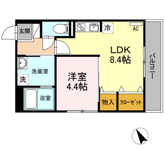 UMWELT BILD DREI(1LDK/3階)の間取り写真