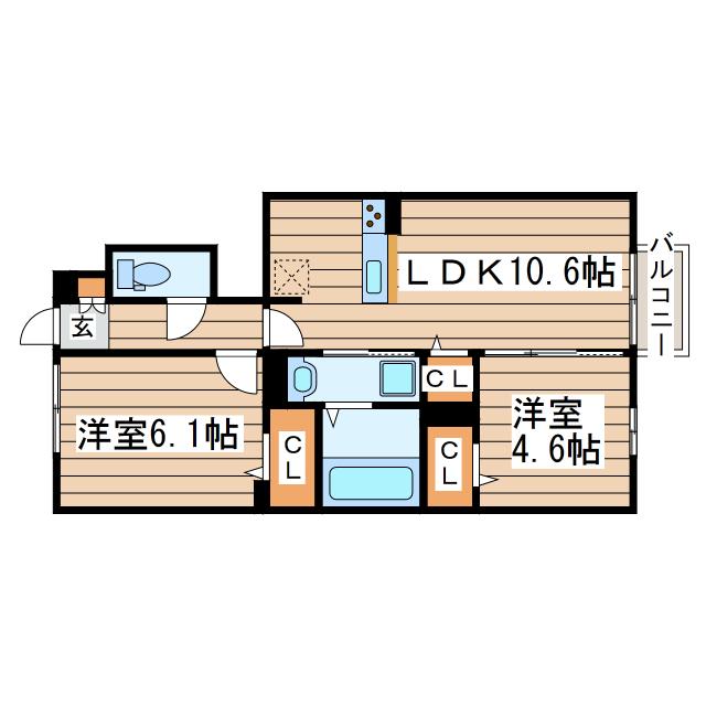 DーROOM ATEASE(2LDK/1階)の間取り写真
