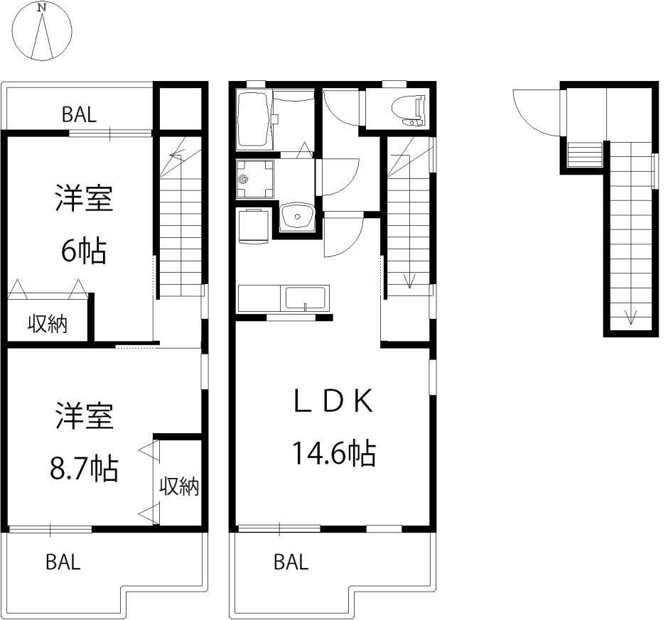 公園通壱番館(2LDK/1階)の間取り写真