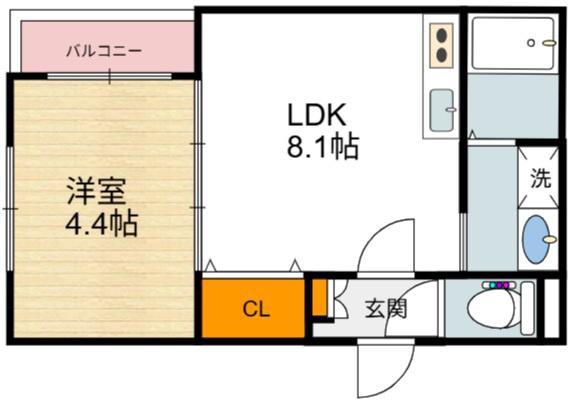 AIA難波南(1LDK/3階)の間取り写真