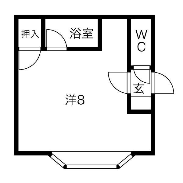 ニューパークマンション(ワンルーム/1階)の間取り写真