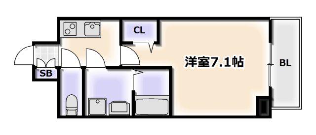 プレサンス難波フィールド(1K/13階)の間取り写真