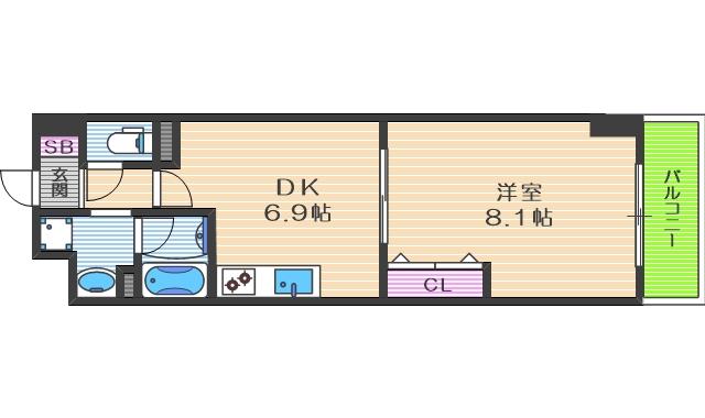 ミルフィーユ(1DK/5階)の間取り写真
