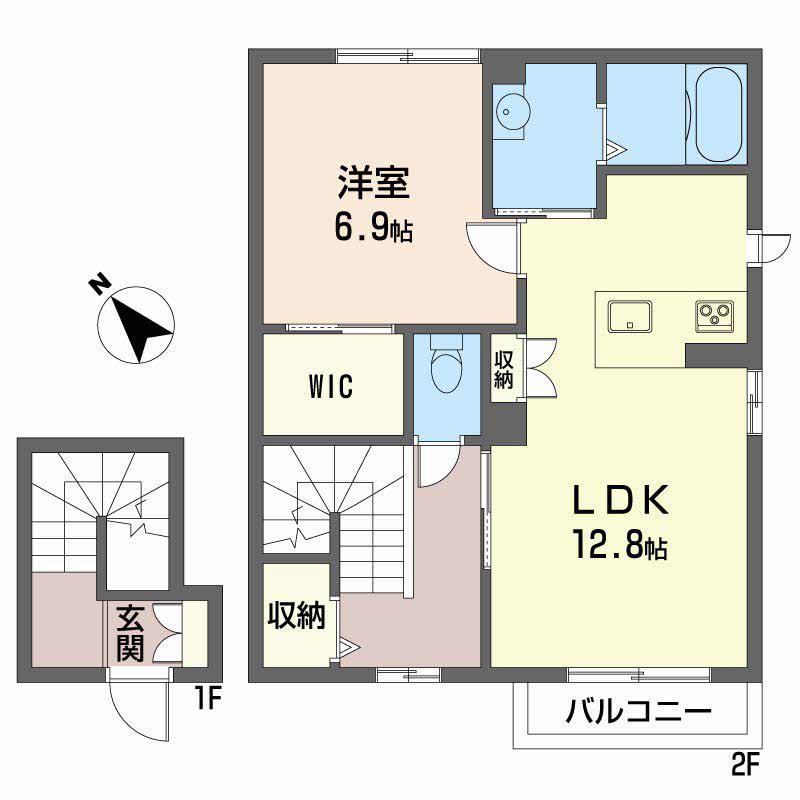 ルミナスキタヤマII(1LDK/2階)の間取り写真
