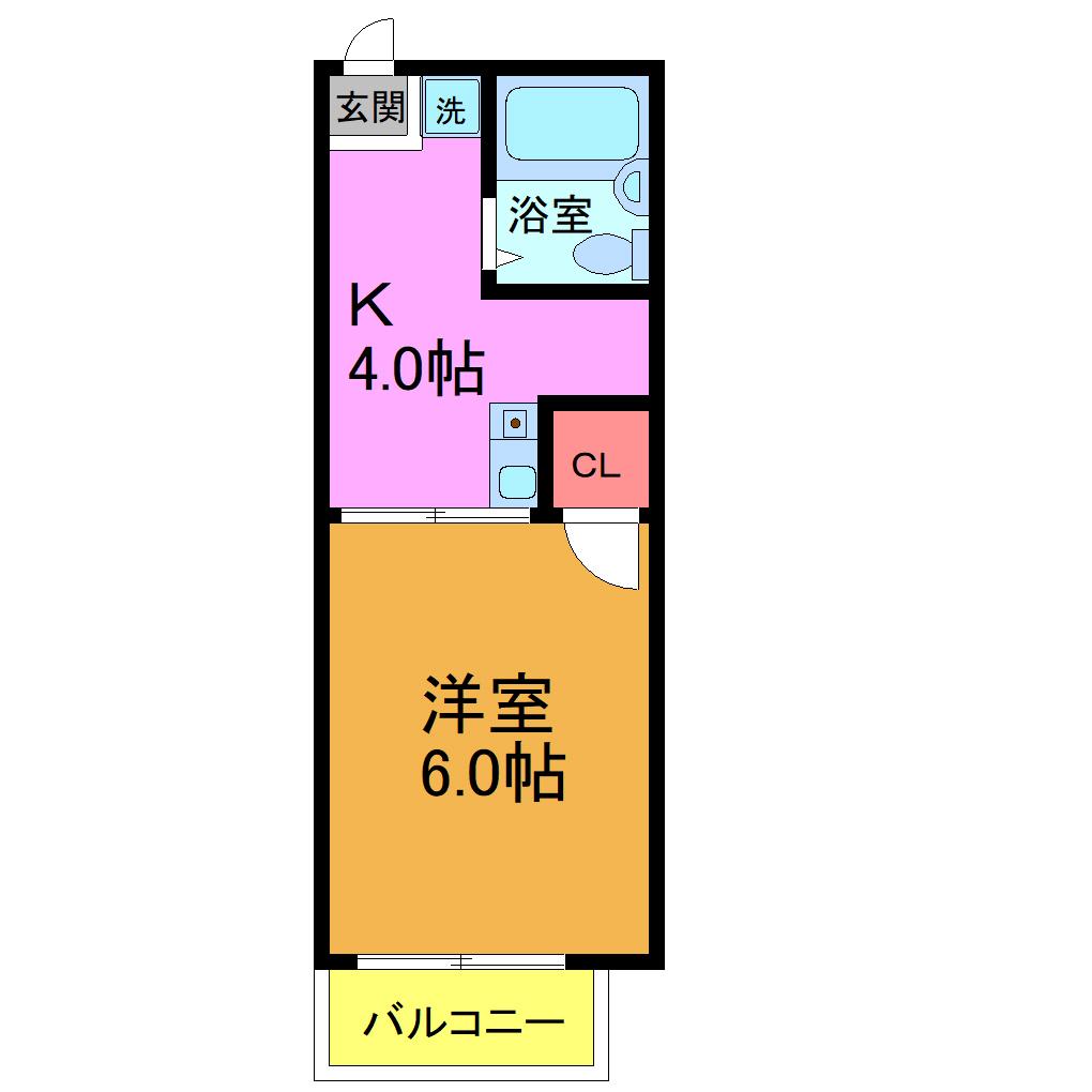 メープルハイツ(1K/1階)の間取り写真